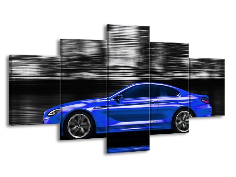 Glas schilderij Auto | Blauw, Grijs | 150x80cm 5Luik