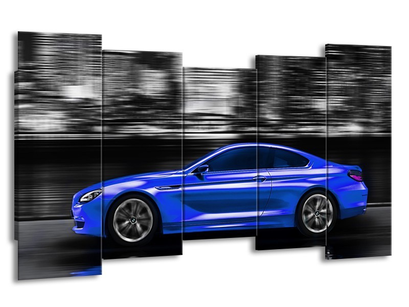 Glas schilderij Auto | Blauw, Grijs | 150x80cm 5Luik