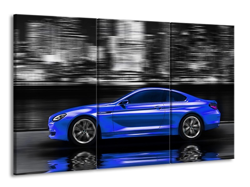 Glas schilderij Auto | Blauw, Grijs | 165x100cm 3Luik