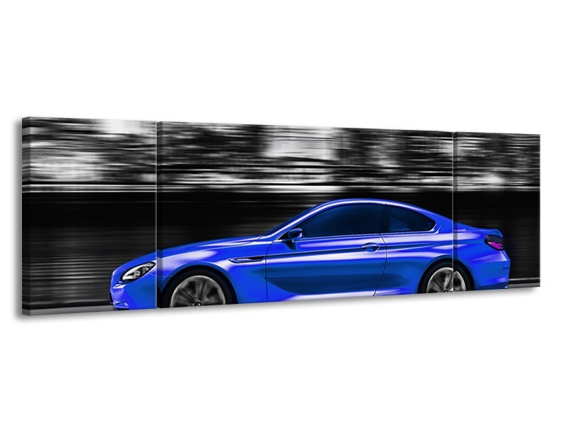 Glas schilderij Auto | Blauw, Grijs | 170x50cm 3Luik