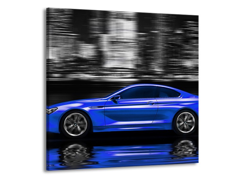 Glas schilderij Auto | Blauw, Grijs | 50x50cm 1Luik