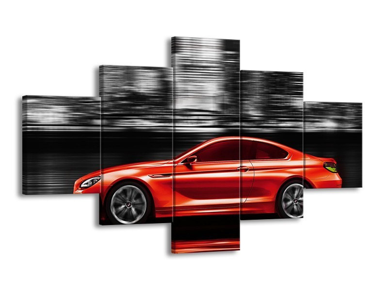 Glas schilderij Auto | Rood, Grijs | 125x70cm 5Luik