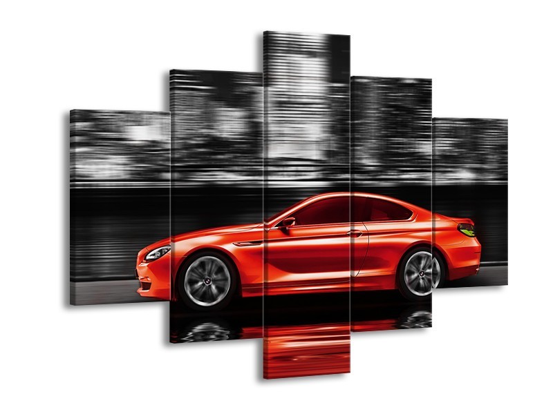 Glas schilderij Auto | Rood, Grijs | 150x105cm 5Luik