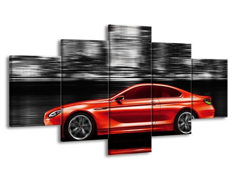 Glas schilderij Auto | Rood, Grijs | 150x80cm 5Luik