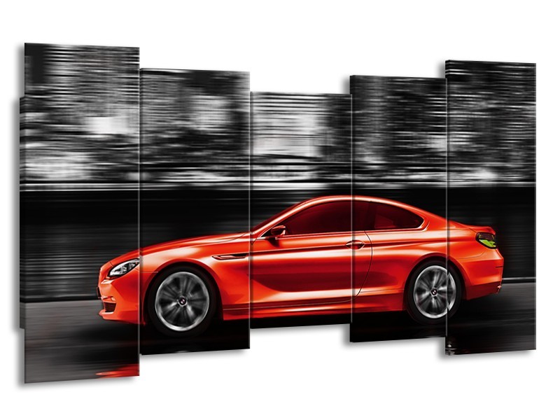 Glas schilderij Auto | Rood, Grijs | 150x80cm 5Luik