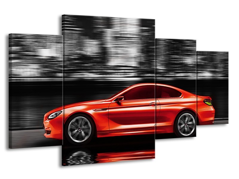 Glas schilderij Auto | Rood, Grijs | 160x90cm 4Luik