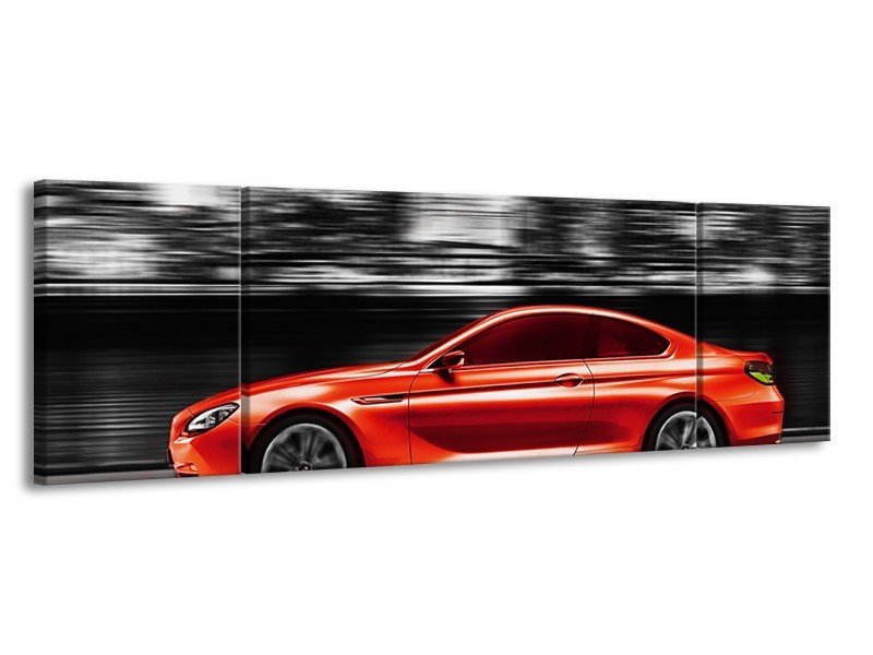 Glas schilderij Auto | Rood, Grijs | 170x50cm 3Luik