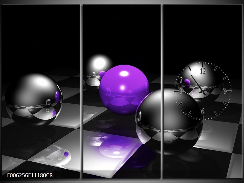 Klok schilderij Modern | Paars, Grijs | 111x80cm 3Luik