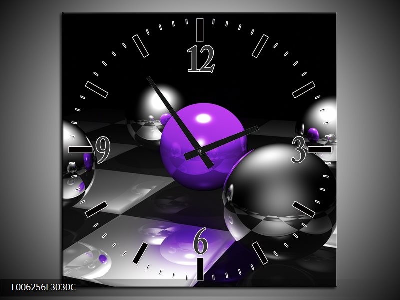 Klok schilderij Modern | Paars, Grijs | 30x30cm 1Luik