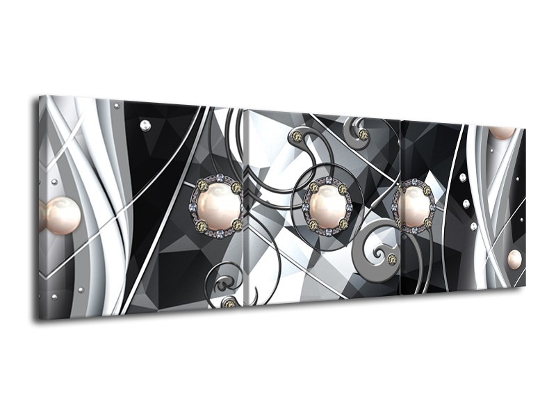 Canvas schilderij Modern | Crème, Grijs | 120x40cm 3Luik