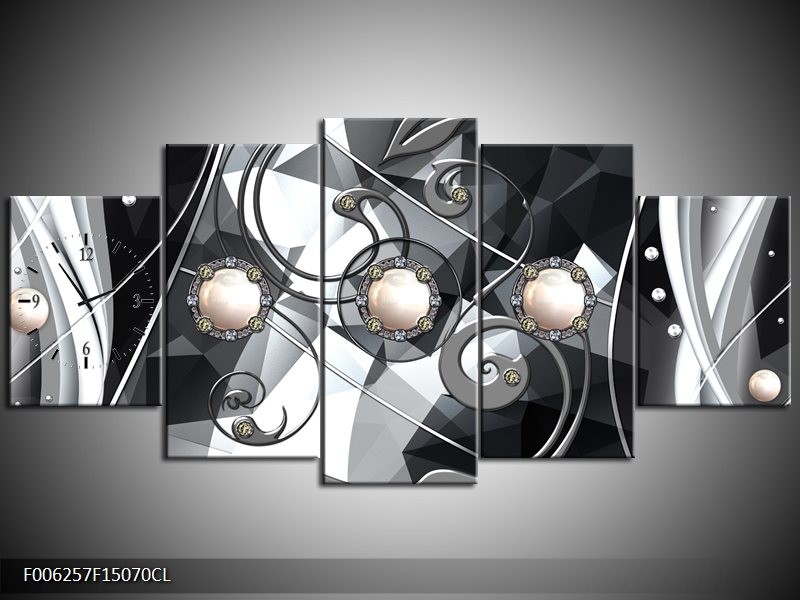 Klok schilderij Modern | Crème, Grijs | 150x70cm 5Luik