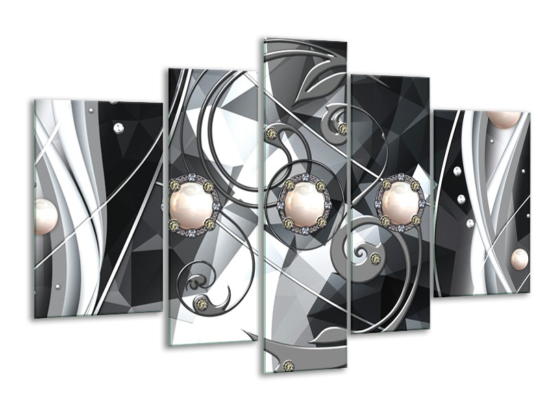 Canvas schilderij Modern | Crème, Grijs | 170x100cm 5Luik