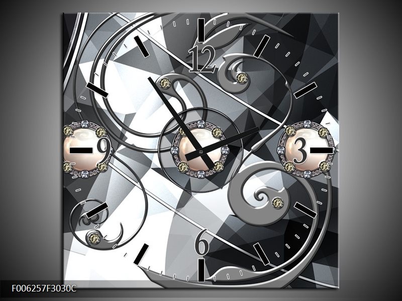 Klok schilderij Modern | Crème, Grijs | 30x30cm 1Luik