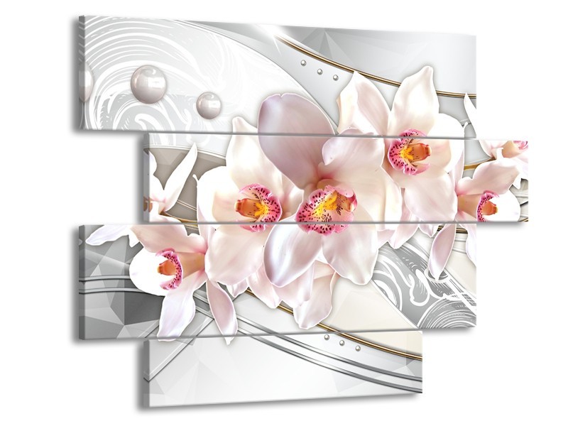 Glas schilderij Orchidee | Grijs, Roze | 115x85cm 4Luik