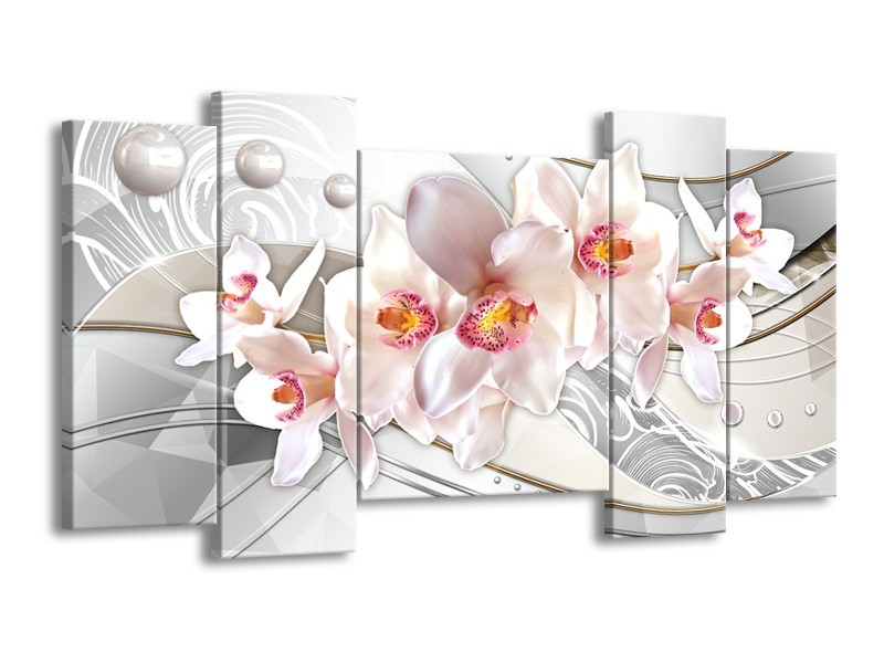 Glas schilderij Orchidee | Grijs, Roze | 120x65cm 5Luik