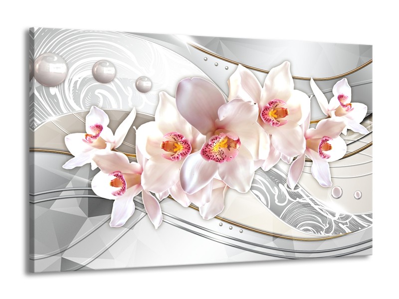Glas schilderij Orchidee | Grijs, Roze | 140x90cm 1Luik