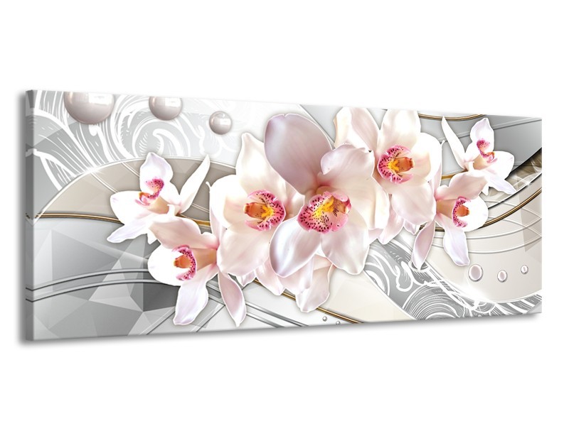 Glas schilderij Orchidee | Grijs, Roze | 145x58cm 1Luik