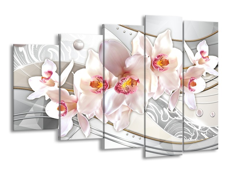 Glas schilderij Orchidee | Grijs, Roze | 150x100cm 5Luik