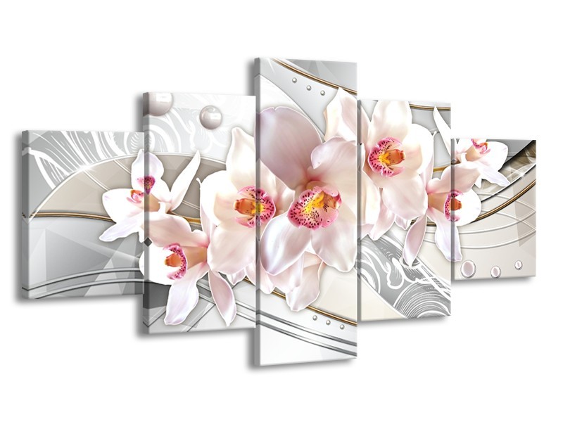 Glas schilderij Orchidee | Grijs, Roze | 150x80cm 5Luik