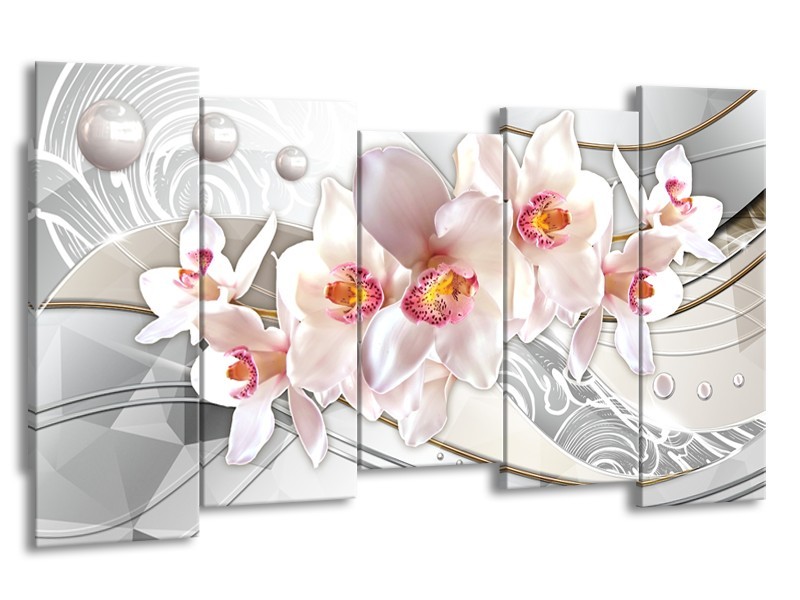 Glas schilderij Orchidee | Grijs, Roze | 150x80cm 5Luik