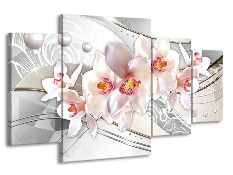 Glas schilderij Orchidee | Grijs, Roze | 160x90cm 4Luik