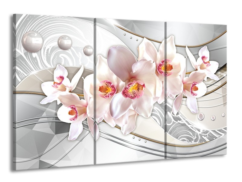 Glas schilderij Orchidee | Grijs, Roze | 165x100cm 3Luik