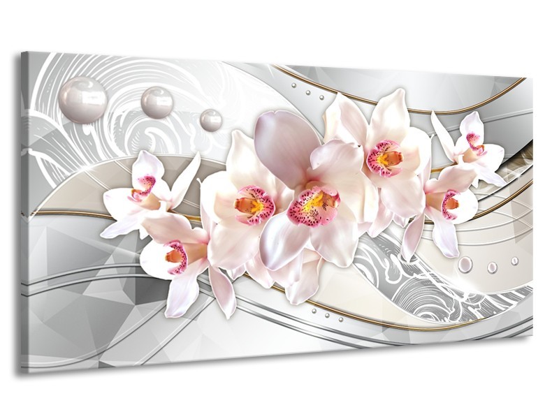 Canvas schilderij Orchidee | Grijs, Roze | 170x90cm 1Luik
