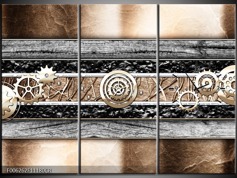 Klok schilderij Modern | Bruin, Grijs | 111x80cm 3Luik