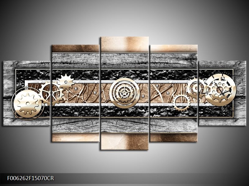 Klok schilderij Modern | Bruin, Grijs | 150x70cm 5Luik