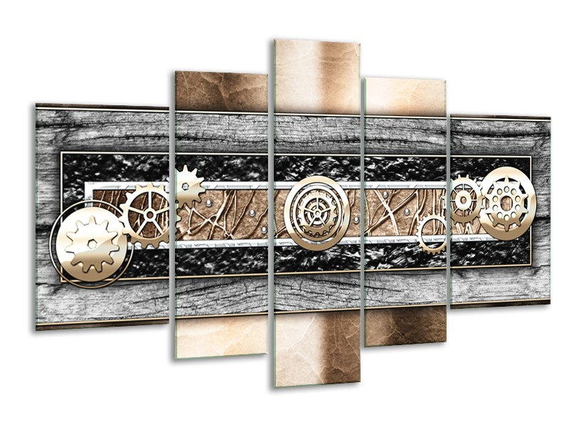 Canvas schilderij Modern | Bruin, Grijs | 170x100cm 5Luik