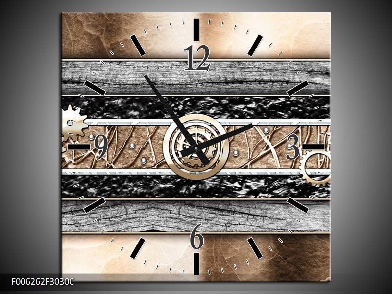 Klok schilderij Modern | Bruin, Grijs | 30x30cm 1Luik