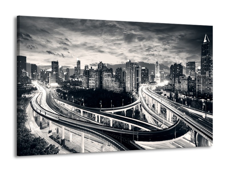 Canvas schilderij Wolkenkrabber | Grijs, | 140x90cm 1Luik