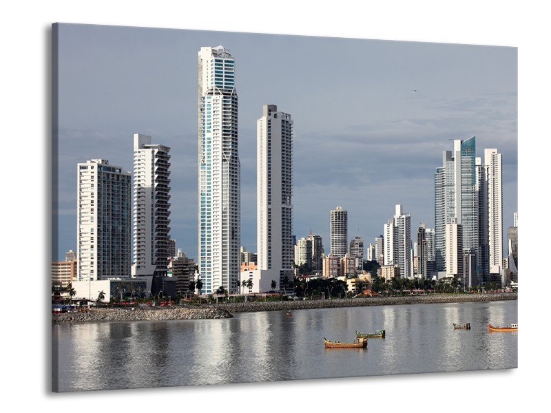 Glas schilderij Wolkenkrabber | Grijs, Blauw | 100x70cm 1Luik