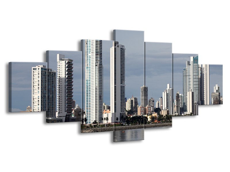 Glas schilderij Wolkenkrabber | Grijs, Blauw | 210x100cm 7Luik