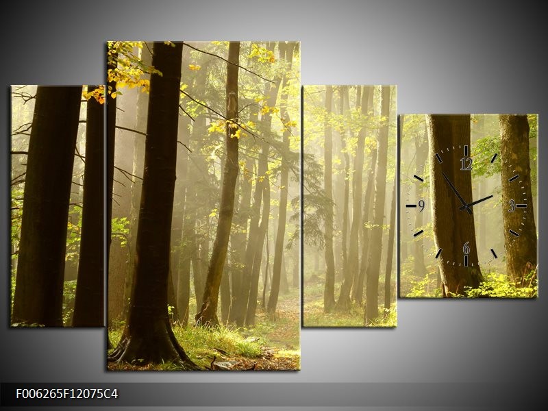 Klok schilderij Natuur | Groen | 120x75cm 4Luik