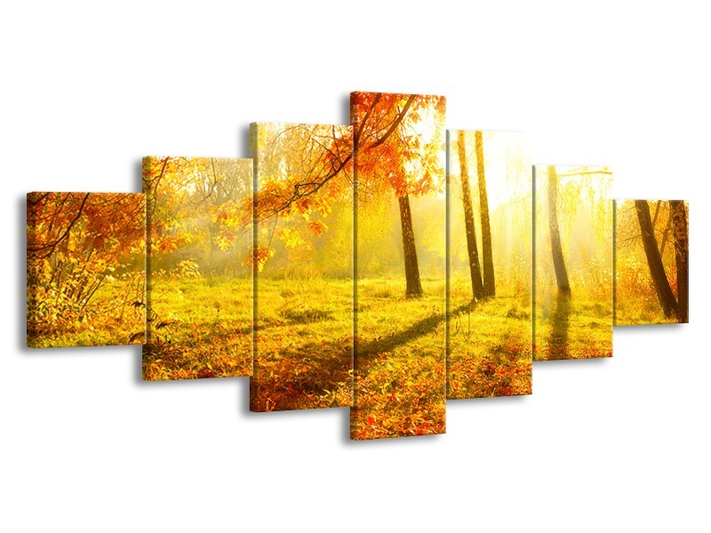 Canvas schilderij Natuur | Bruin, Geel, Rood | 210x100cm 7Luik