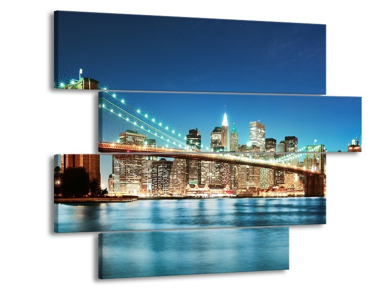 Glas schilderij Brug | Blauw, Bruin | 115x85cm 4Luik