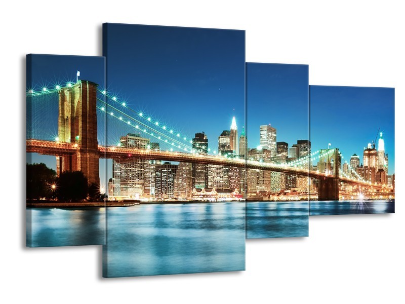 Glas schilderij Brug | Blauw, Bruin | 120x75cm 4Luik