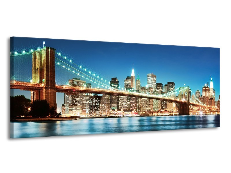 Canvas schilderij Brug | Blauw, Bruin | 145x58cm 1Luik