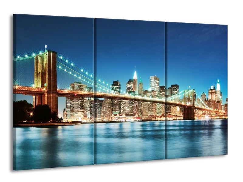 Glas schilderij Brug | Blauw, Bruin | 165x100cm 3Luik