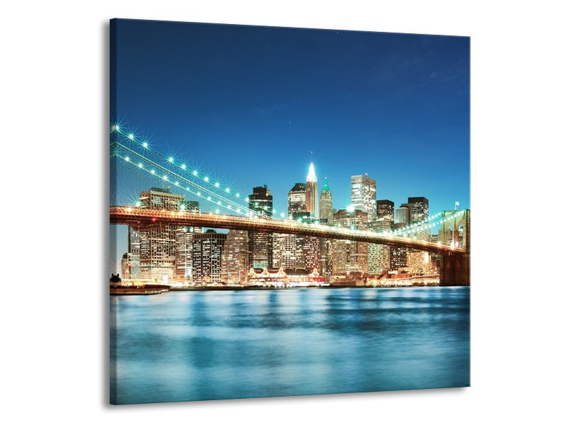 Glas schilderij Brug | Blauw, Bruin | 50x50cm 1Luik