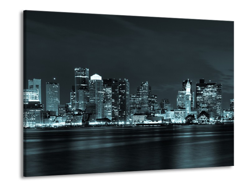 Glas schilderij Wolkenkrabber | Groen, Grijs | 100x70cm 1Luik