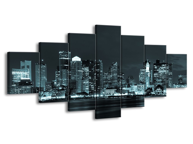 Glas schilderij Wolkenkrabber | Groen, Grijs | 210x100cm 7Luik