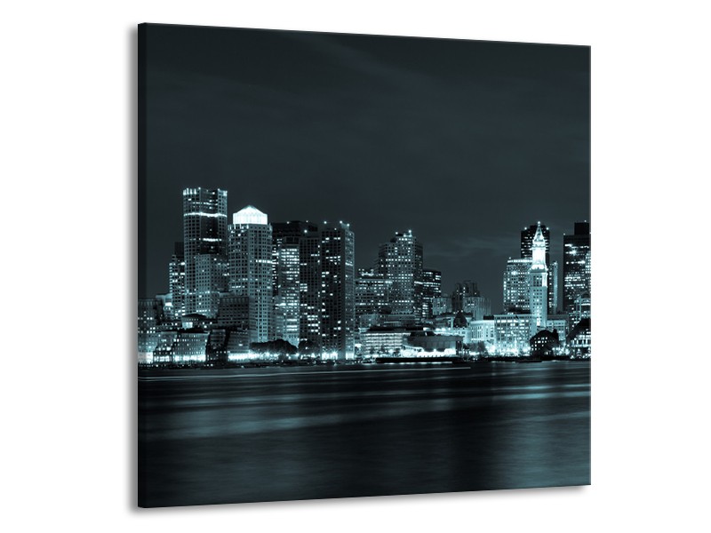 Glas schilderij Wolkenkrabber | Groen, Grijs | 50x50cm 1Luik