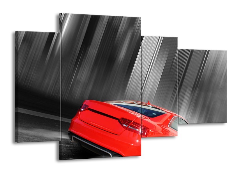 Glas schilderij Auto | Rood, Grijs | 120x75cm 4Luik