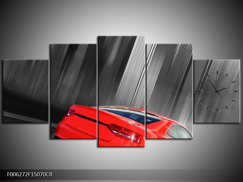 Klok schilderij Auto | Rood, Grijs | 150x70cm 5Luik