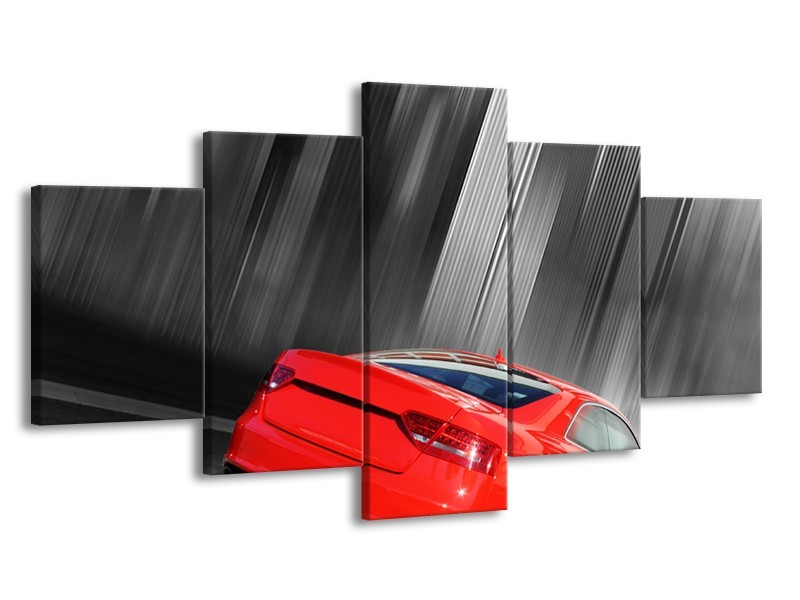 Glas schilderij Auto | Rood, Grijs | 150x80cm 5Luik