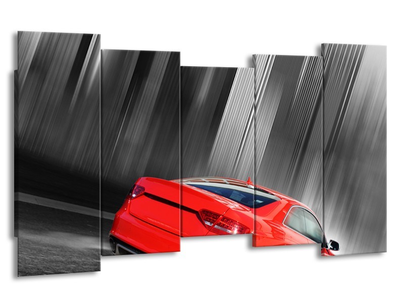 Glas schilderij Auto | Rood, Grijs | 150x80cm 5Luik