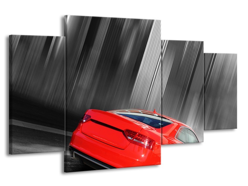 Glas schilderij Auto | Rood, Grijs | 160x90cm 4Luik