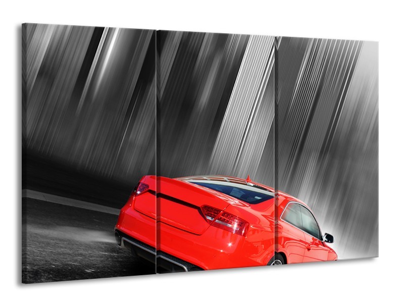 Glas schilderij Auto | Rood, Grijs | 165x100cm 3Luik